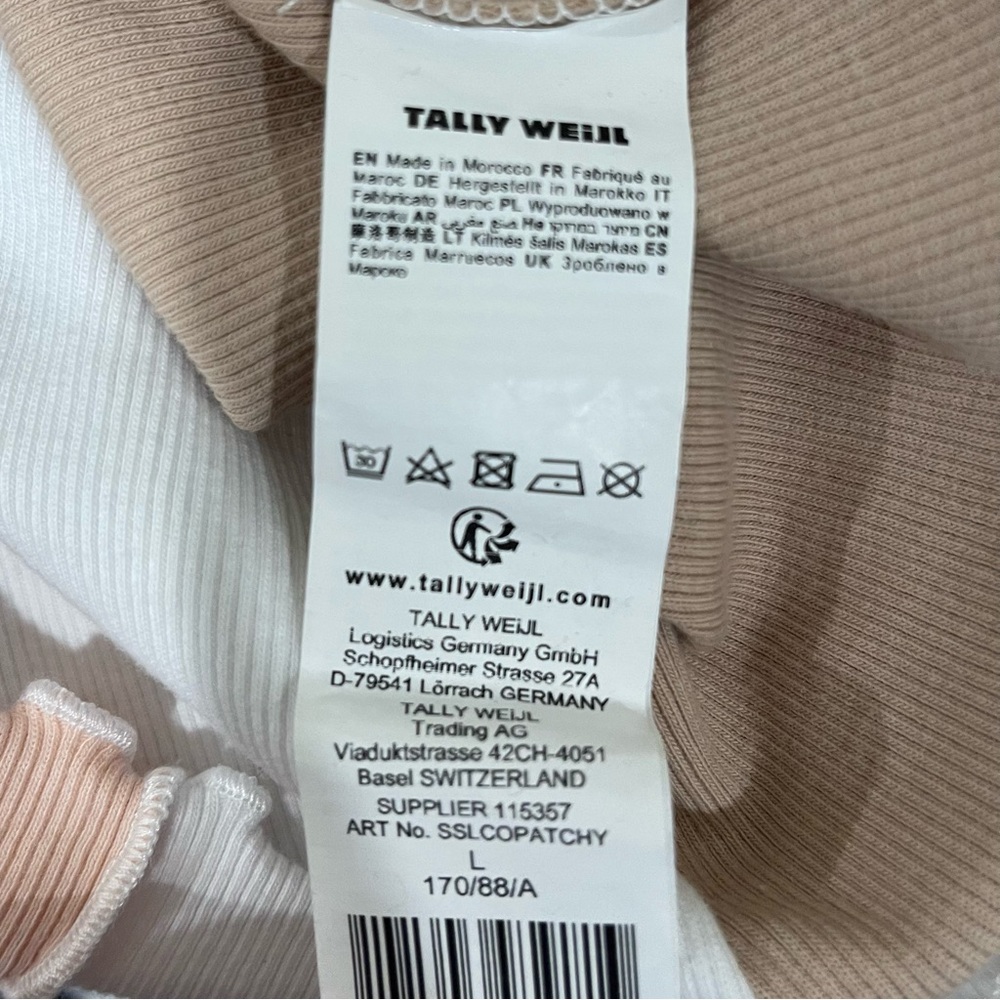 Tally Weijl cropped color block tee sun logo neutral colors | Juniors Sz L - Picture 4 of 5